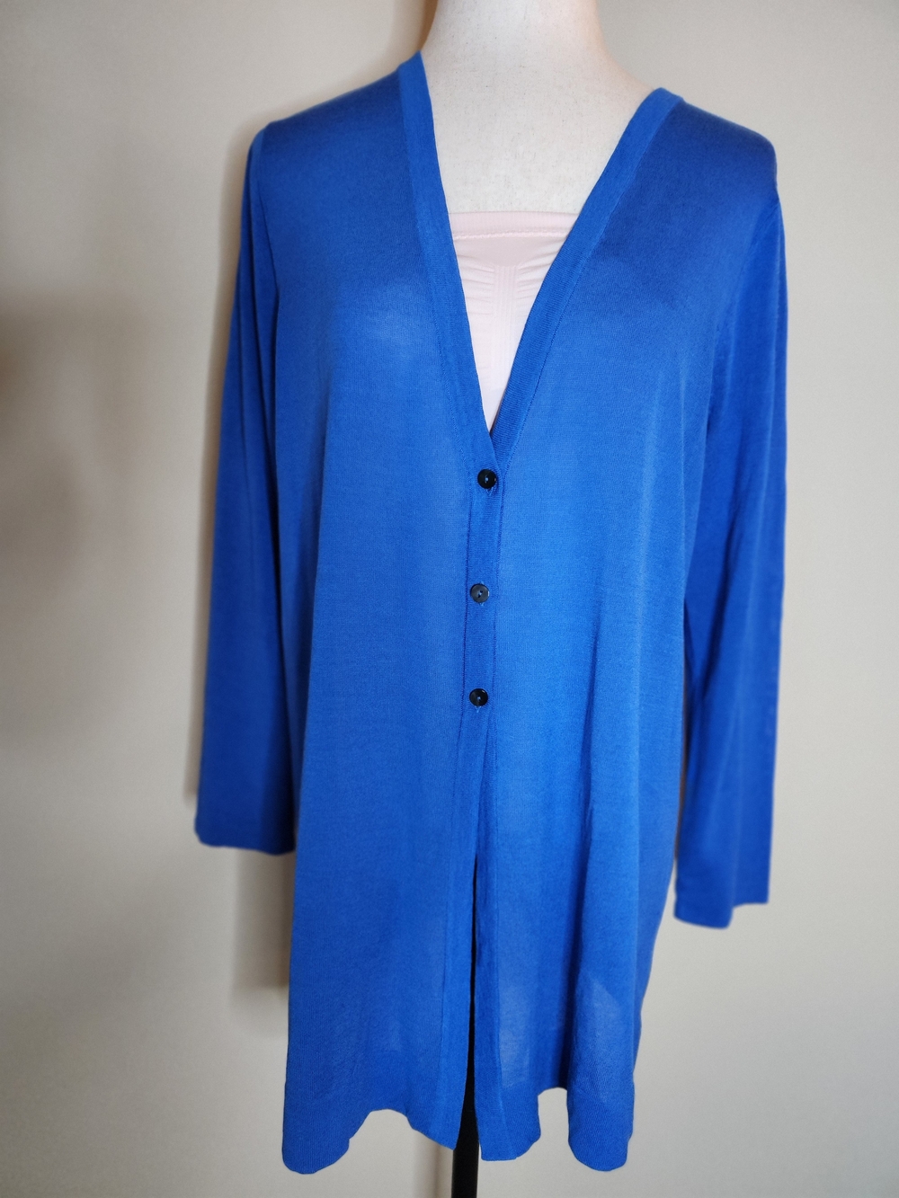 J Jill Cardigan Sweater Womens XL Blue V Neck Long Sleeve Button Front Lightweig